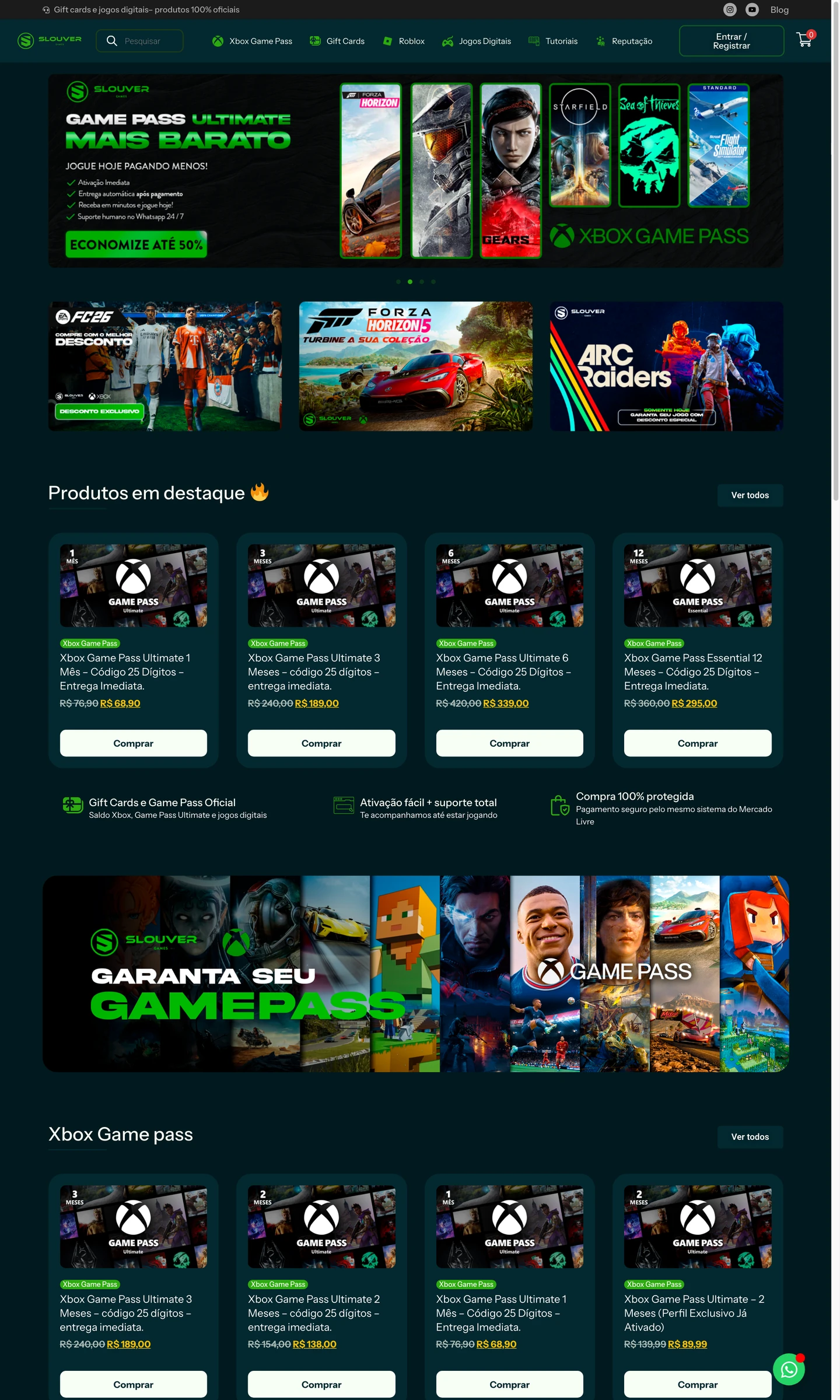 Preview da loja virtual Slouver Games